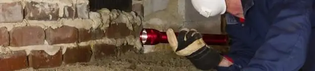 Pest control technician inspecting a crawl space for ant activity and entry points in New Haven, CT